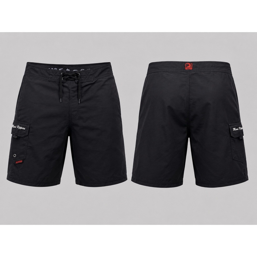 Maui Rippers Board Shorts Trunks WOMENS 12 Cargo Pocket Draw String  BLACK